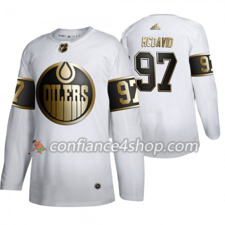 Adidas Maillot de Hockey Edmonton Oilers Connor McDavid 97 Adidas 2019-20 Golden Edition Blanc Authentic - Homme
